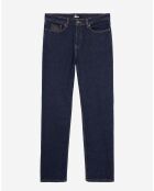 Jean slim avec poche en cuir bleu
