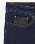 Jean slim avec poche en cuir bleu