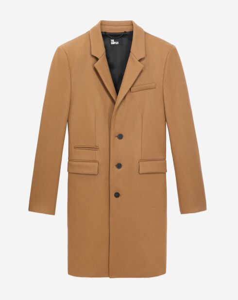 Manteau long en Laine mélangée camel