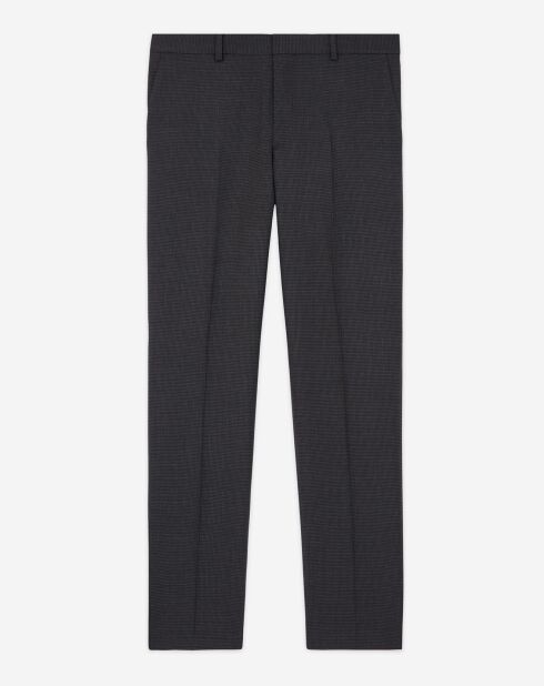 Pantalon de costume en Laine pied-de-poule noir