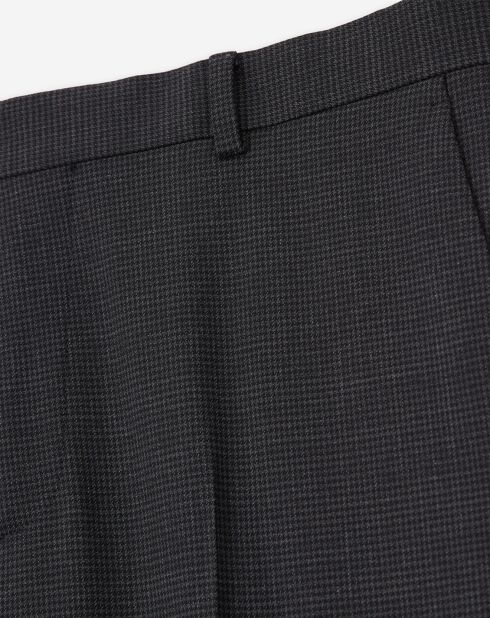 Pantalon de costume en Laine pied-de-poule noir