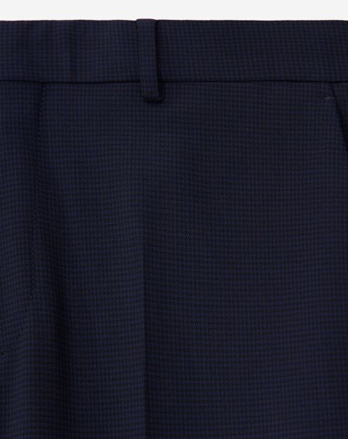 Pantalon de costume en Laine pied-de-poule bleu