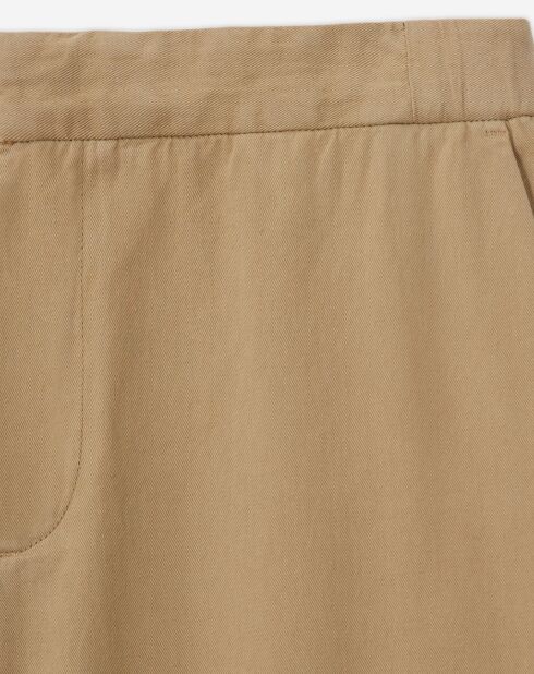 Pantalon taille élastique beige