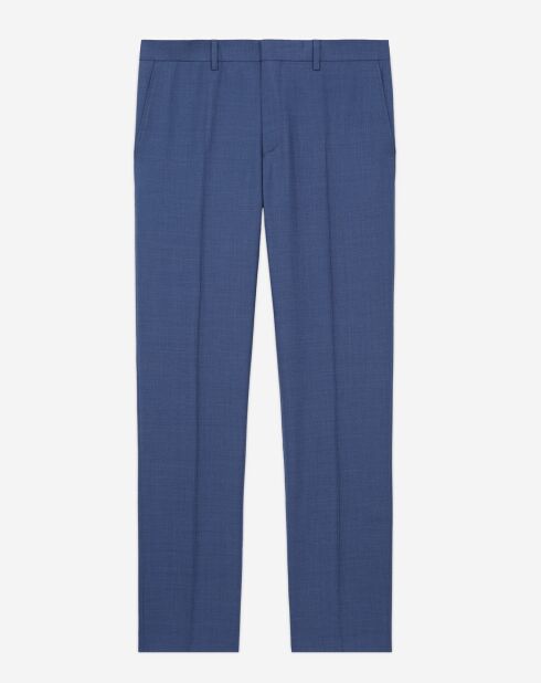 Pantalon de Costume en Laine texturé bleu