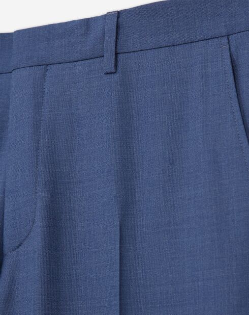 Pantalon de Costume en Laine texturé bleu