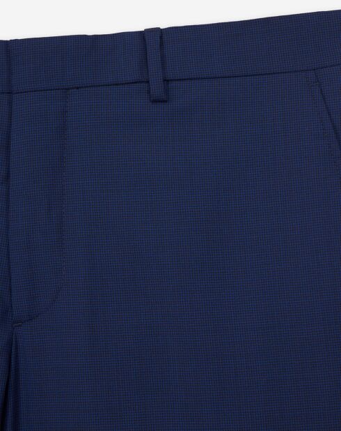 Pantalon de Costume en Laine micro motif bleu marine
