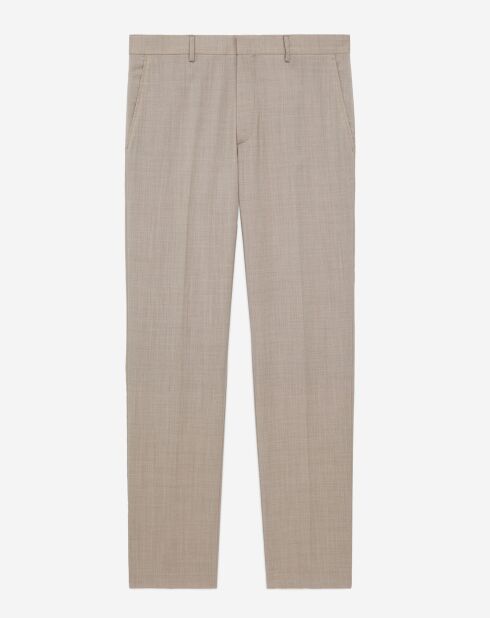 Pantalon de Costume 100% Laine fil à fil beige