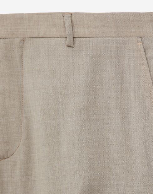 Pantalon de Costume 100% Laine fil à fil beige