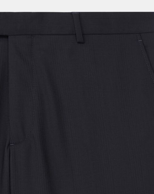 Pantalon de Costume 100% Laine Prince de Galles bleu marine