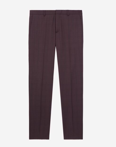 Pantalon de Costume en Laine à carreaux rouge