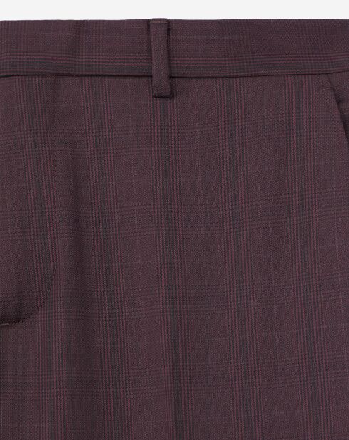 Pantalon de Costume en Laine à carreaux rouge