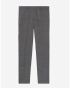 Pantalon de Costume 100% Laine à micro motifs noir