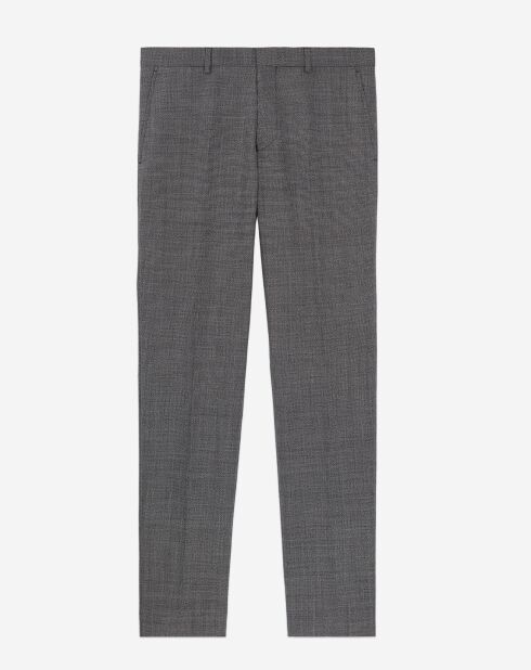 Pantalon de Costume 100% Laine à micro motifs noir