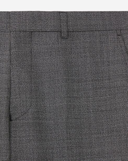 Pantalon de Costume 100% Laine à micro motifs noir