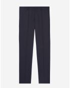 Pantalon de Costume 100% Laine à micro motifs bleu marine