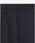 Pantalon de Costume 100% Laine à micro motifs bleu marine