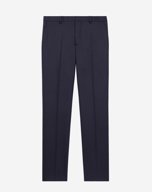 Pantalon de costume en Laine ajusté bleu marine