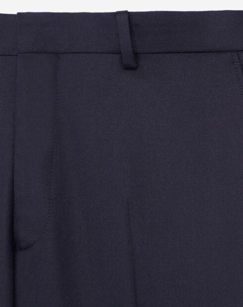 Pantalon de costume en Laine ajusté bleu marine