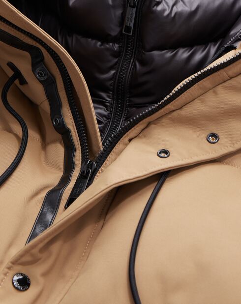 Parka à capuche beige
