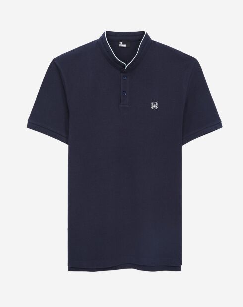 Polo slim col officier bleu marine