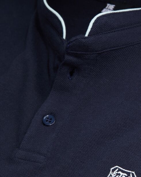 Polo slim col officier bleu marine