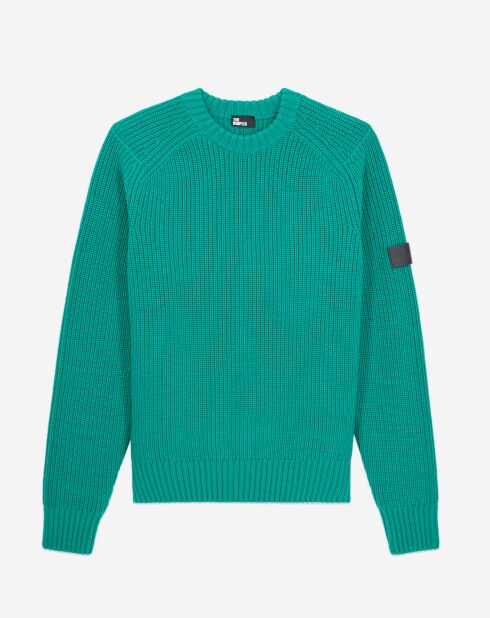 Pull en maille côtelée vert
