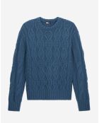 Pull en Laine torsadée bleu