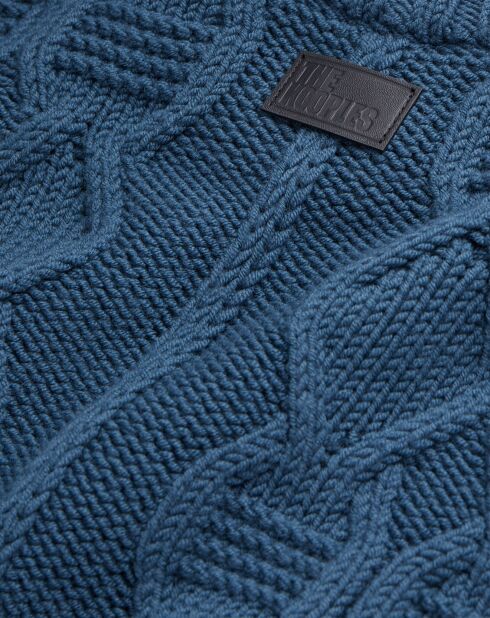 Pull 100% laine torsadée bleu