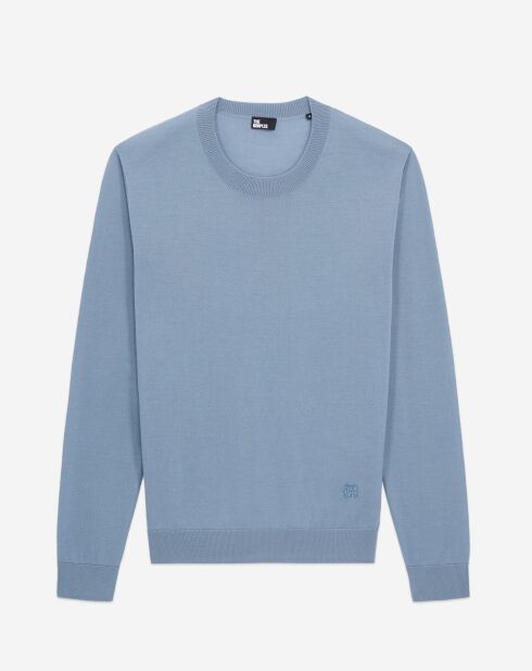 Pull en Laine mérinos bleu