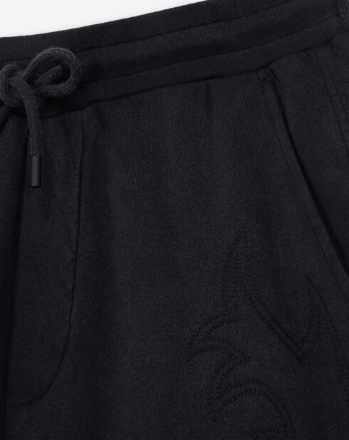 Short molletonné avec broderies Western noir