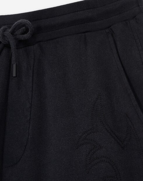 Short molletonné avec broderies Western noir