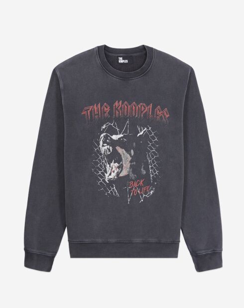 Sweat avec sérigraphie Barking dog noir