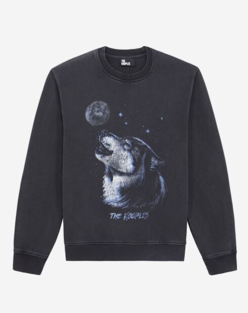 Sweat avec sérigraphie Wolf noir