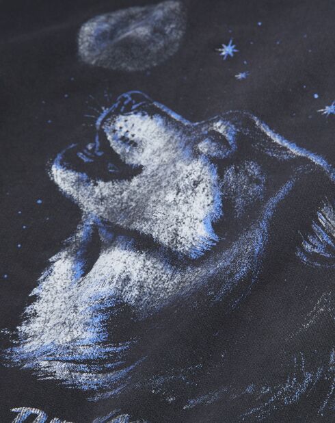 Sweat avec sérigraphie Wolf noir