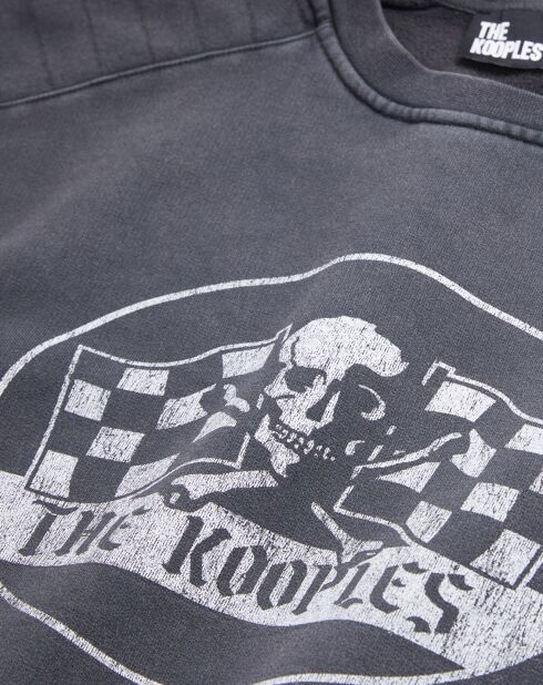 Sweat avec sérigraphie Racing Skull noir