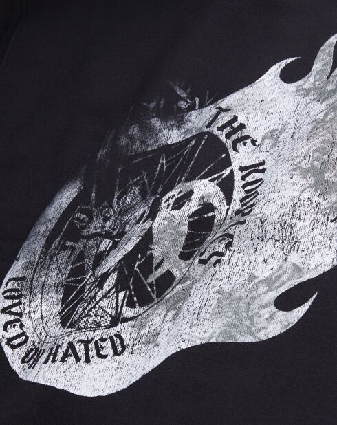 Sweat avec sérigraphie Flaming wheel noir