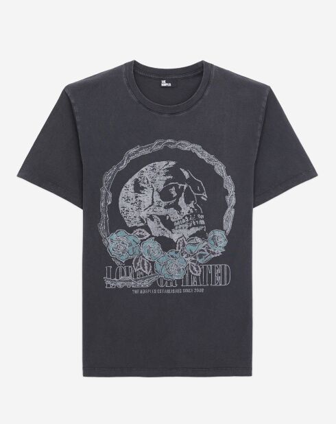 T-Shirt avec sérigraphie Vintage Skull noir