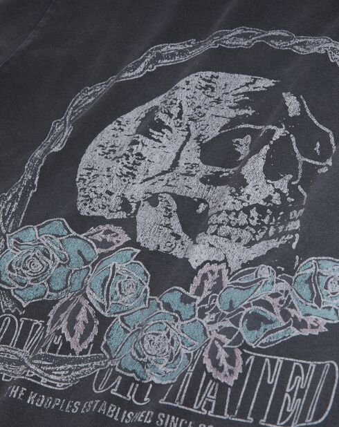 T-Shirt avec sérigraphie Vintage Skull noir