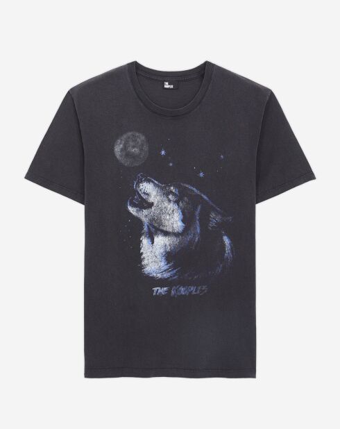 T-Shirt avec sérigraphie Wolf noir