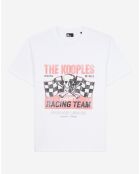 T-Shirt avec sérigraphie Racing Skull blanc