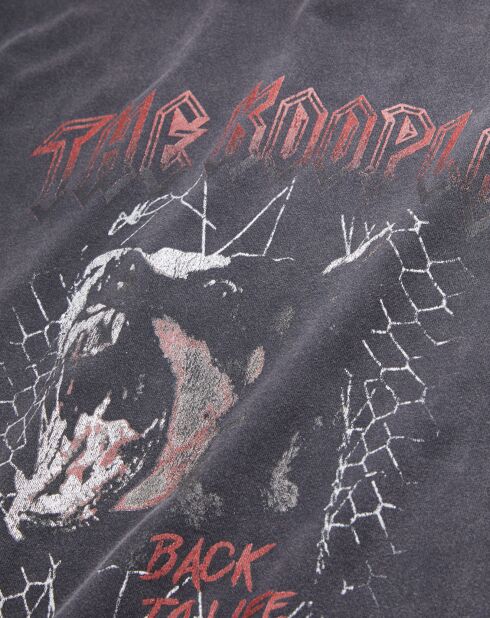 T-Shirt avec sérigraphie Chien qui aboie noir