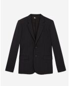 Veste de costume en Laine à rayures noire