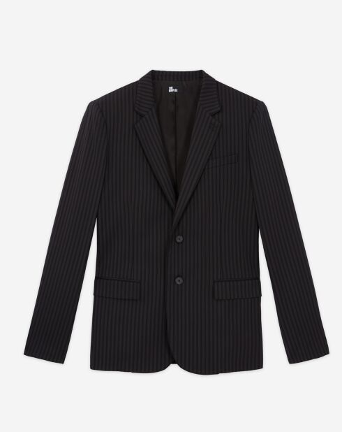 Veste de costume en Laine à rayures noire