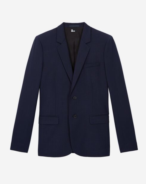 Veste de costume en Laine pied-de-poule bleue