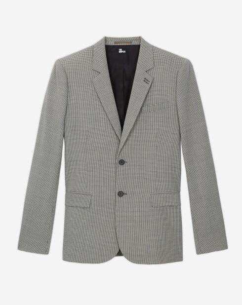 Veste de costume en Laine à motifs grise