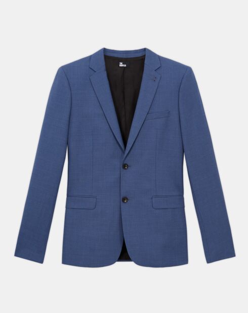 Blauw colbert van 100% getextureerde wol