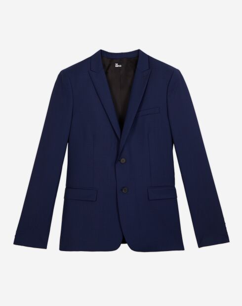Veste de Costume 100% Laine micro motif bleu marine
