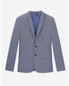 Veste de Costume 100% Laine à carreaux bleue