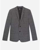 Veste de Costume 100% Laine à micro motifs noire