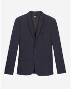 Veste de Costume 100% Laine à micro motifs bleu marine